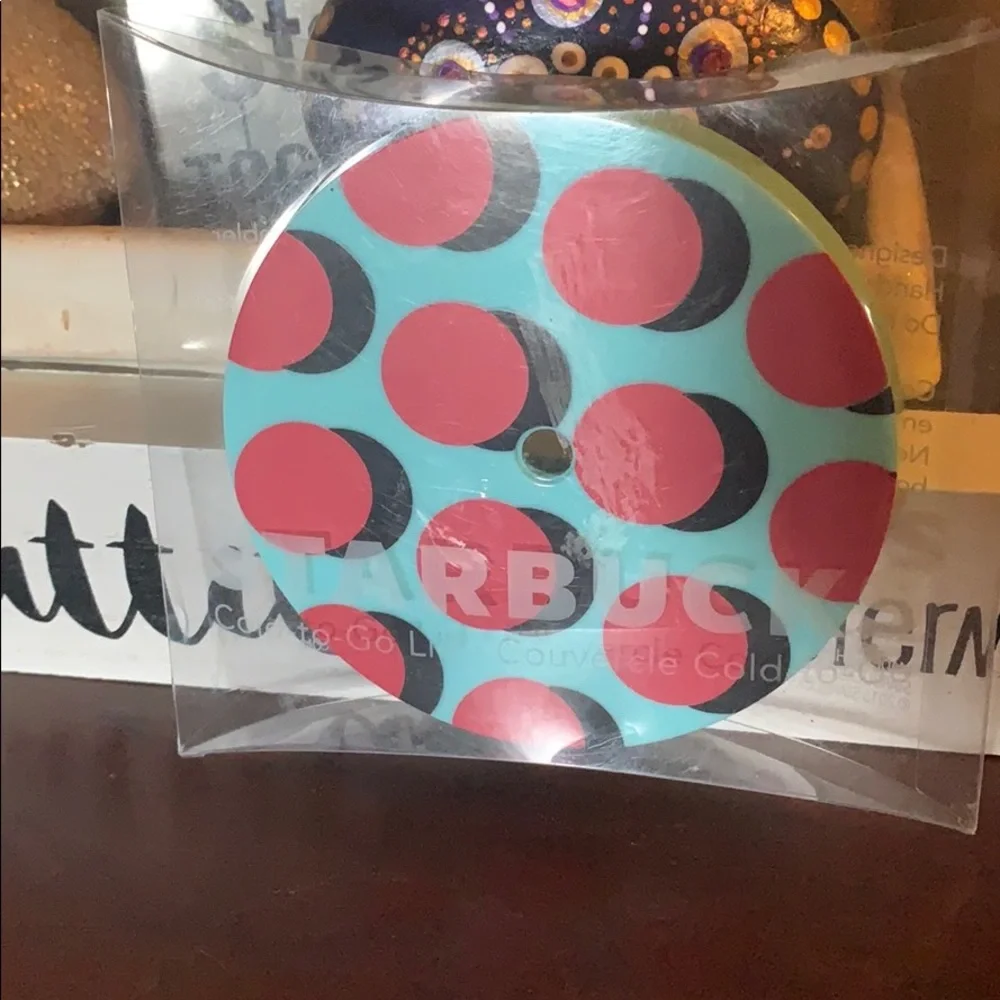 Starbucks all replacement lid teal & red circles NWT